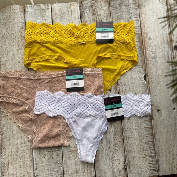 NWT No Boundaries 3 Pair Women's Panties No Bo Hipster Thong Size Small - Picture 2 of 6
